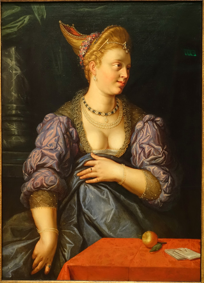 《特洛伊的海伦》亨德里克·戈尔齐乌斯（Hendrik Goltzius）-Helen of Troy, by Hendrick Goltzius, 1615