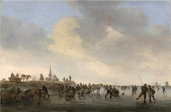 范·高恩(Jan van Goyen)画作-在多德雷赫特附近的滑冰