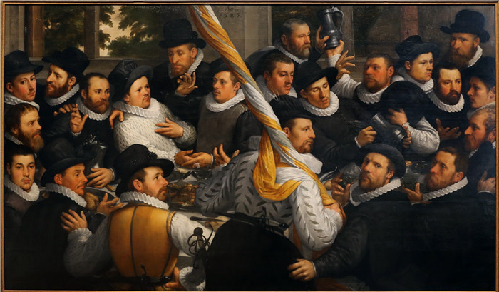 科内利斯·科内利斯 （Cornelis Cornelisz） 的画作-哈尔勒姆市民警卫队成员的宴会