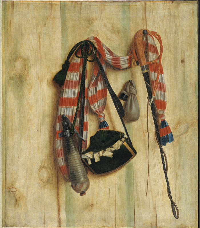 骑士鞭子和信袋 Trompe l'oeil med ridepisk og brevtaske, 1672,