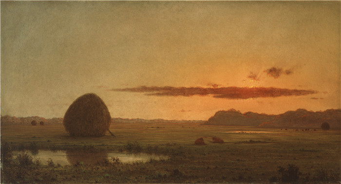 马丁·约翰逊·海德（Martin Johnson Heade）画作-纽伯里波特草甸