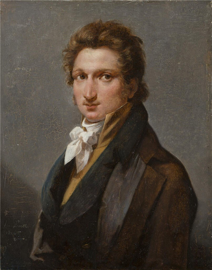 《一个男人》高清油画 Hortense  Profile of a man, 1816