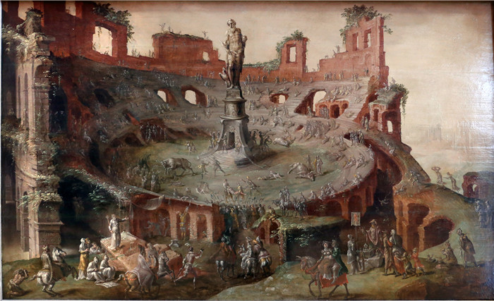 马腾·范·海姆斯凯克（Maerten van Heemskerck）作品-罗马斗兽场废墟中的斗牛