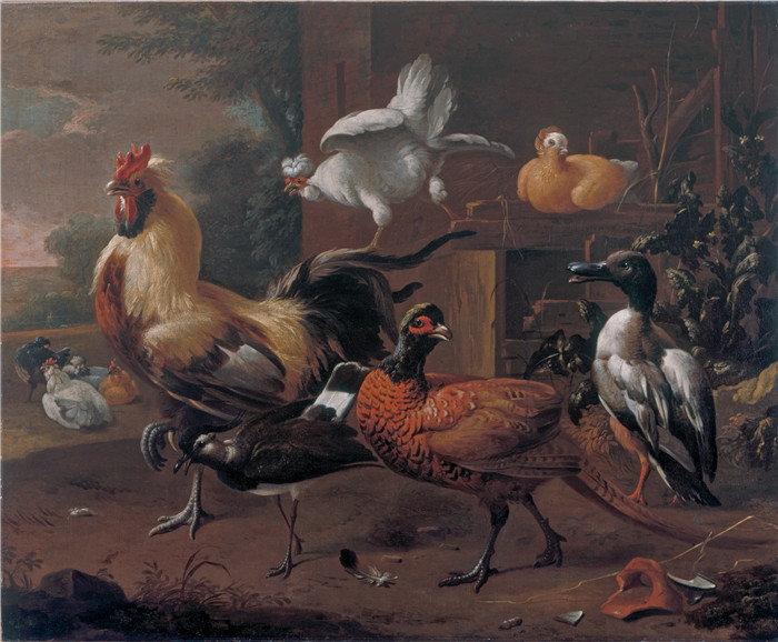梅尔基奥尔·德德科特（Melchior d'Hondecoeter）画作-家禽场 Poultry-yard