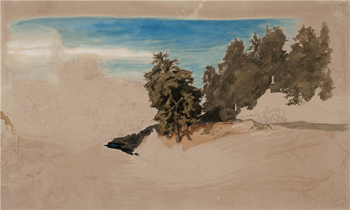 维尔纳·霍姆伯格(Werner Holmberg)的画作-风景,未完成Landscape, Unfinished