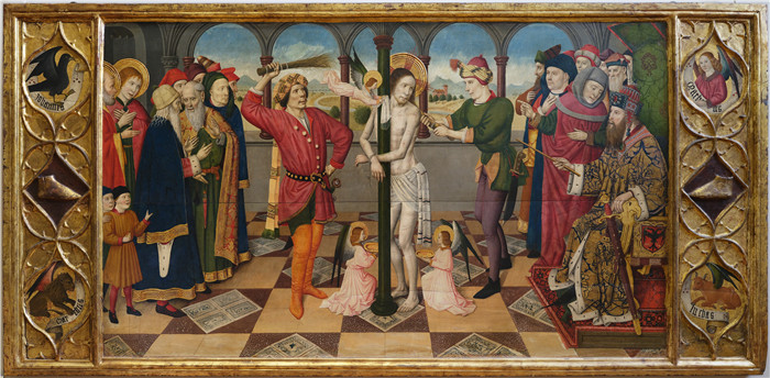 加默·胡盖特(Jaume Huguet)画作-基督的鞭打 - 福音派的四个象征La Flagellation du Christ