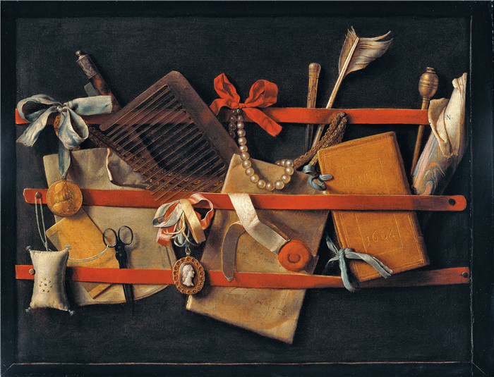 塞缪尔·范·霍格斯特拉滕（Samuel van Hoogstraten）的画作-静物Tromp-l'oeil Still-Life 1664