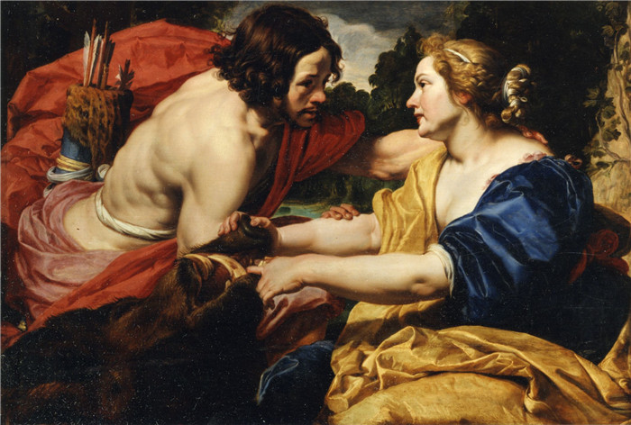 亚伯拉罕·詹森斯（Abraham Janssens）画作-向亚特兰大介绍卡利多尼亚野猪的头