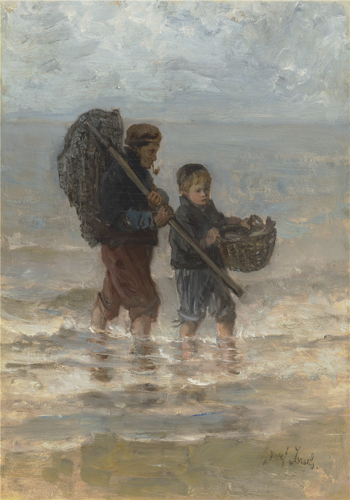 约瑟夫·以色列(Jozef Israëls)作品-two children wading064926)