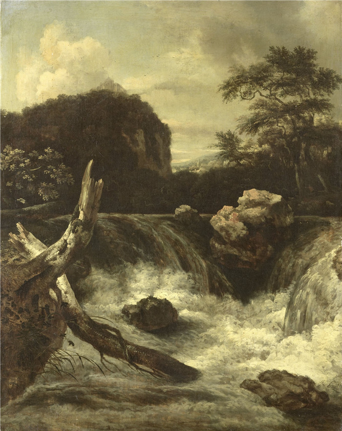 扬·范·凯塞尔 (Jan van Kessel)的画作-一个瀑布Een waterval