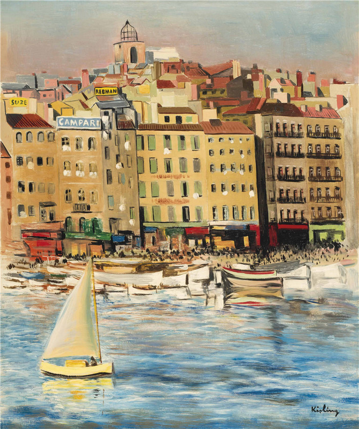 莫伊斯·基斯林（Moïse Kisling）的画作-马赛港port de marseille