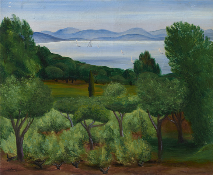 莫伊斯·基斯林(Moïse Kisling)的画作-圣特罗佩湾 Baie de Saint-Tropez