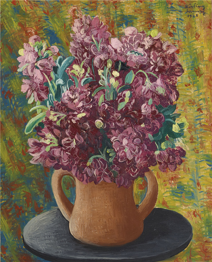 《丁香花束》莫伊斯·基斯林(Moïse Kisling)的画作-bouquet de giroflees