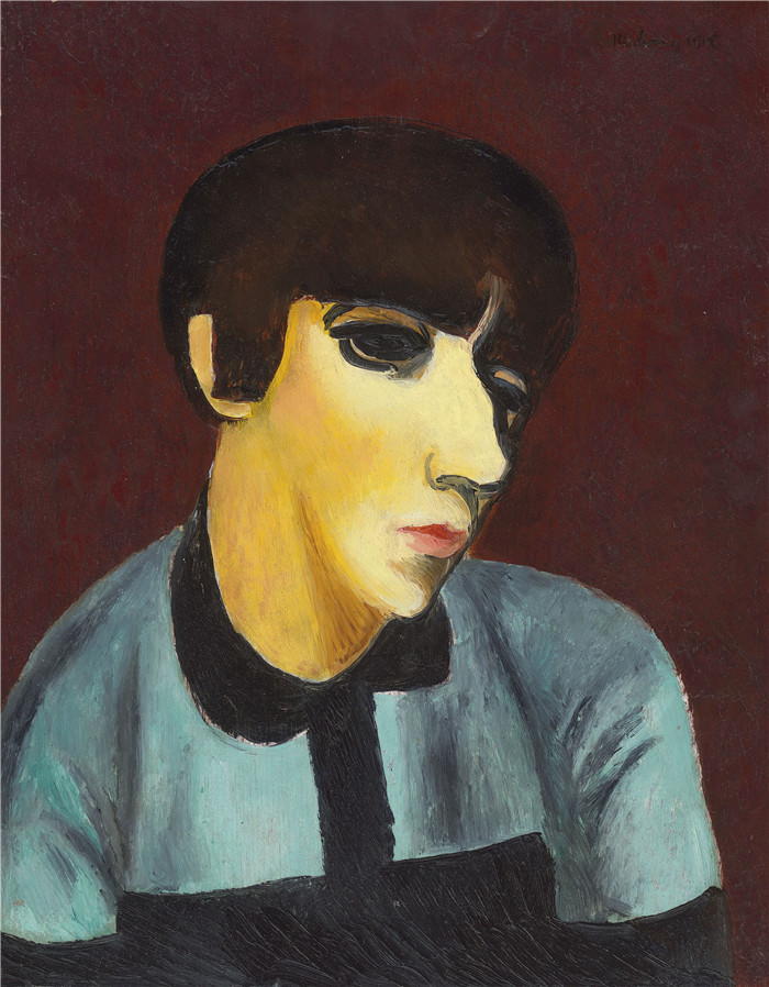《蕾妮·基斯林夫人肖像》莫伊斯·基斯林（Moïse Kisling）的画作-portrait de mme renee kisling