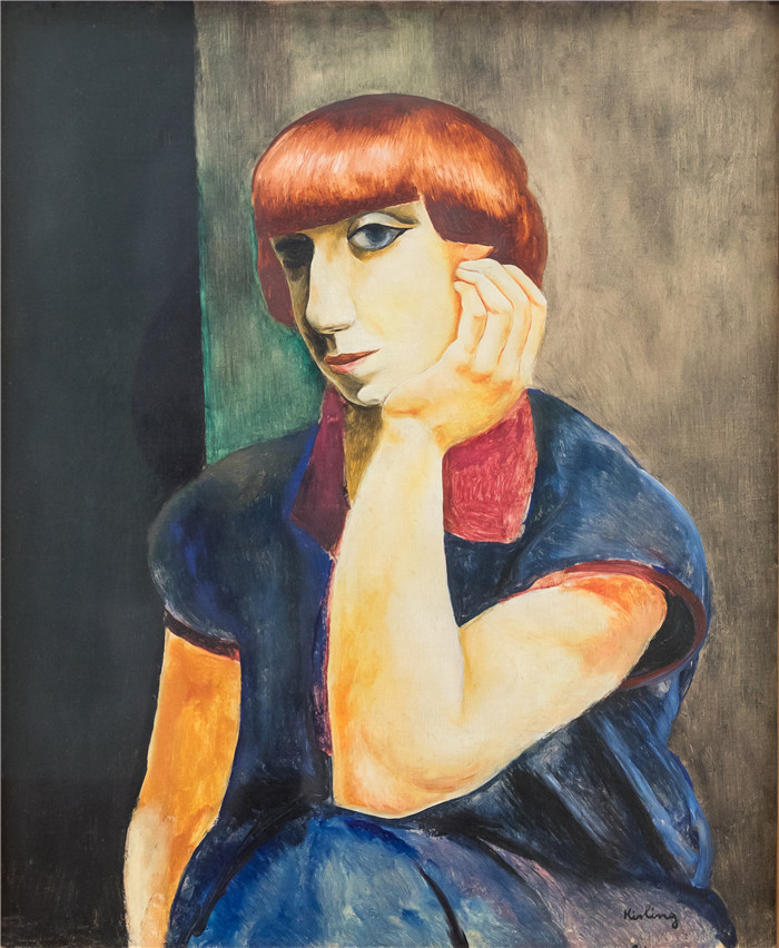 莫伊斯·基斯林（Moïse Kisling）的画作-蕾妮Bildnis Renee Kisling