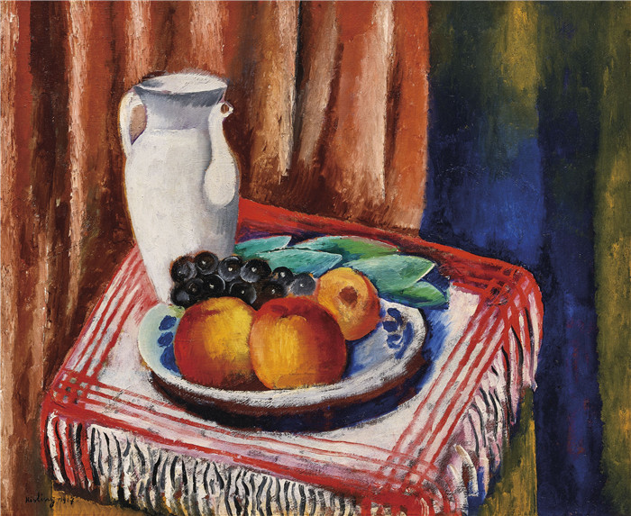 莫伊斯·基斯林（Moïse Kisling）的画作-水果静物nature morte