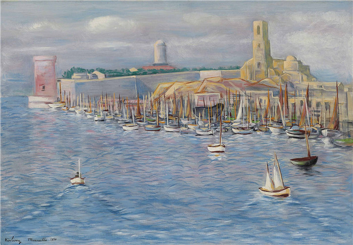 莫伊斯·基斯林（Moïse Kisling）的画作-马赛港port de carenage de marseille