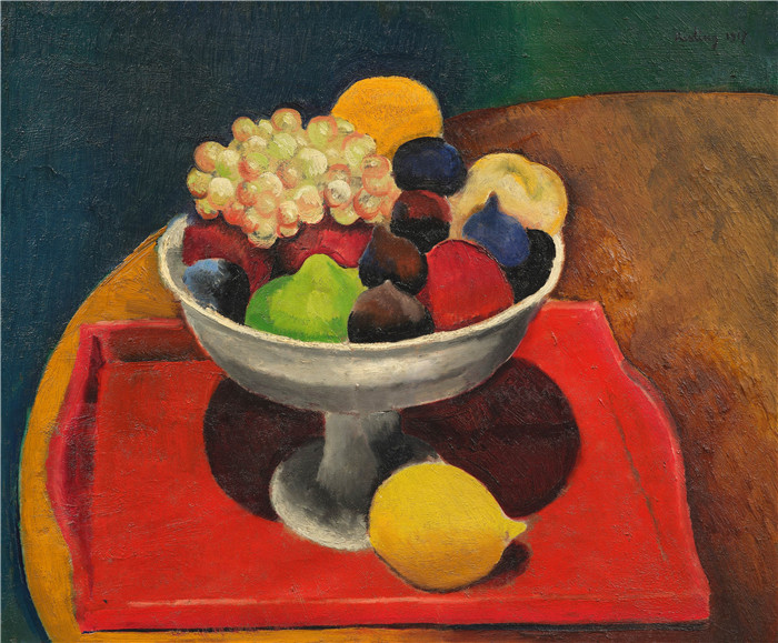 莫伊斯·基斯林(Moïse Kisling)的画作-水果杯Coupe de fruits 1917