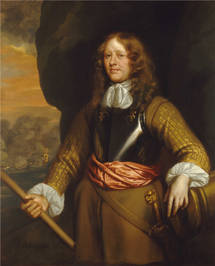 彼得·莱利（Peter Lely）画作-洛斯托夫特海军上将约翰·劳森爵士的旗手 Flagmen of Lowestoft  Admiral Sir John Lawson, d. 1665