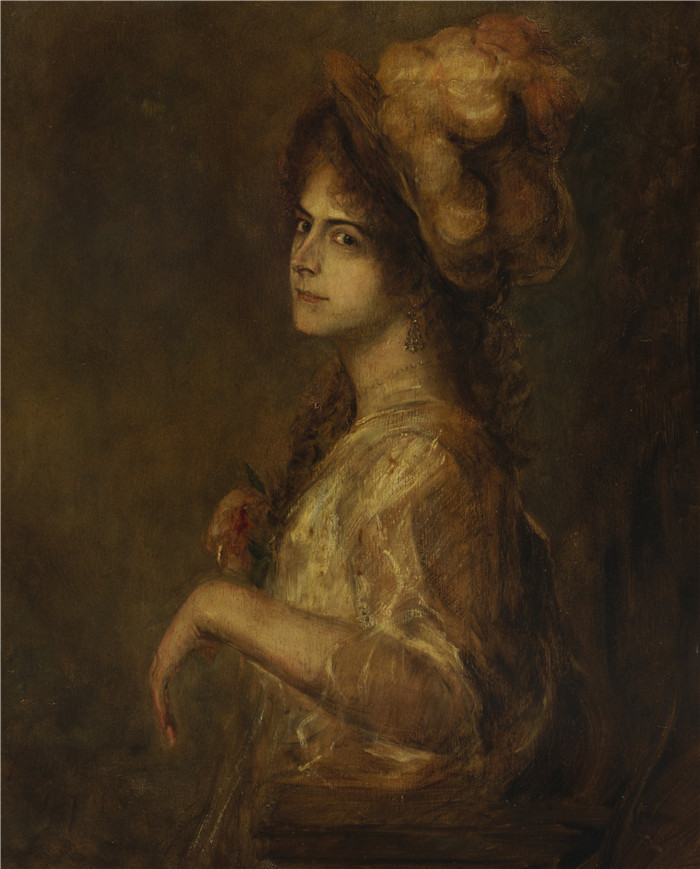 弗朗茨·冯·伦巴赫(Franz von Lenbach)的画作-Porträt Marion Franchetti 1903