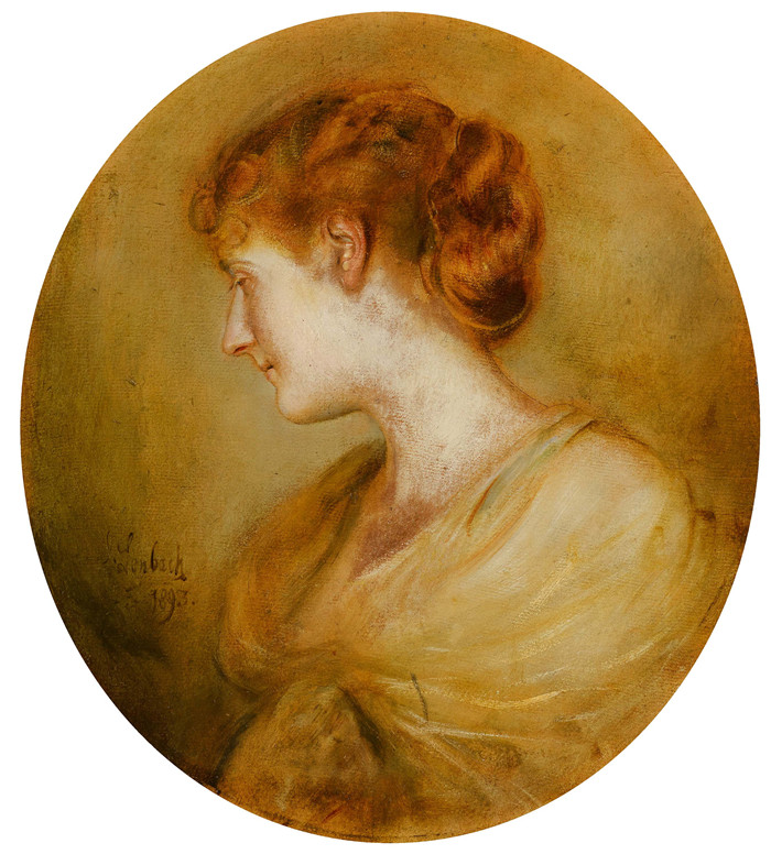 弗朗茨·冯·伦巴赫（Franz von Lenbach）的画作-一位年轻女子的肖像
