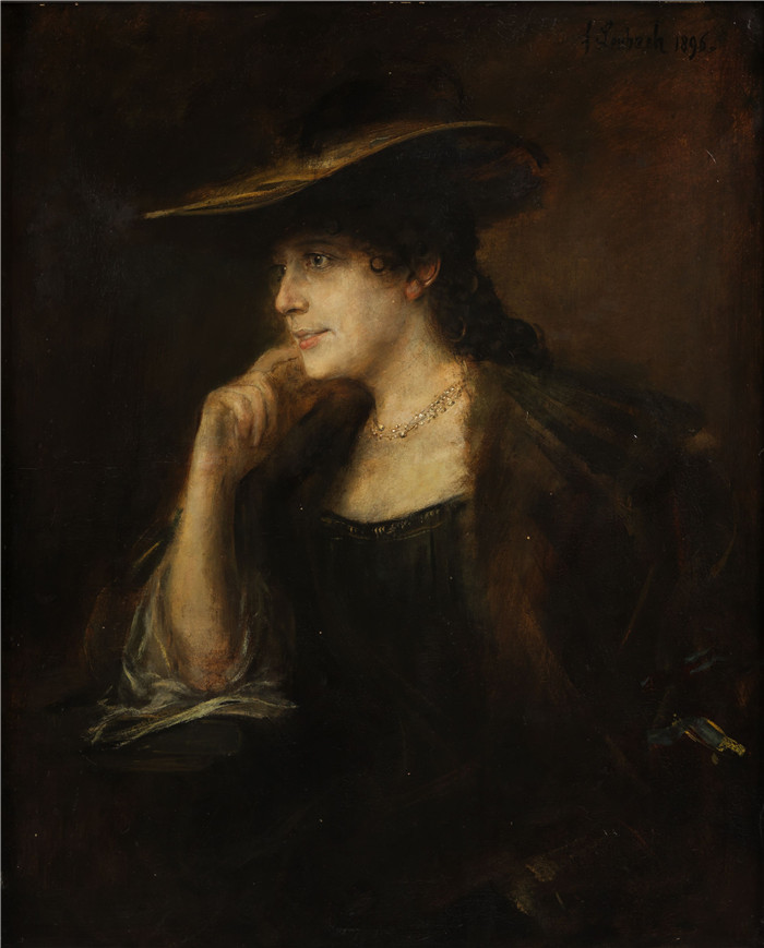 弗朗茨·冯·伦巴赫（Franz von Lenbach）的画作-一位年轻女士的肖像