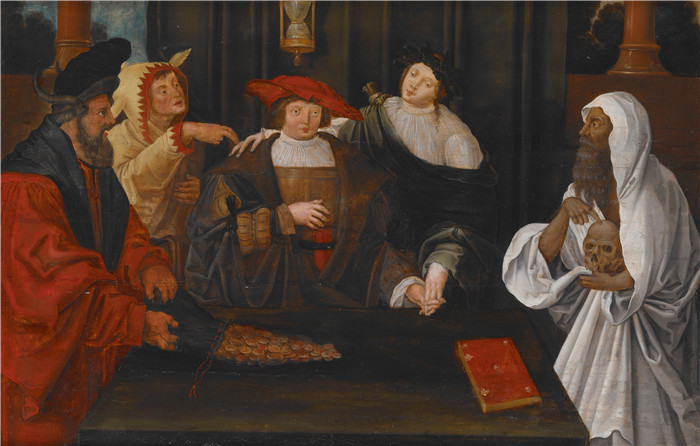 卢卡斯·范·莱登（Lucas van Leyden）作品-青春穿越名声与愚蠢的寓言