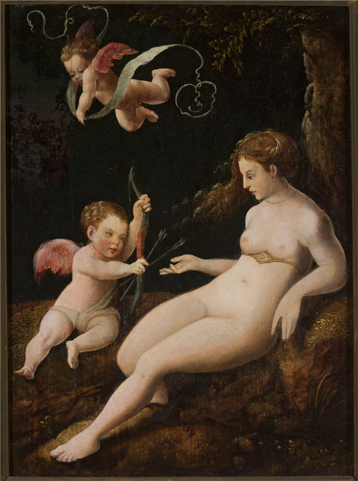 卢卡斯·范·莱登（Lucas van Leyden）作品-维纳斯与丘比特Venus with a cupid