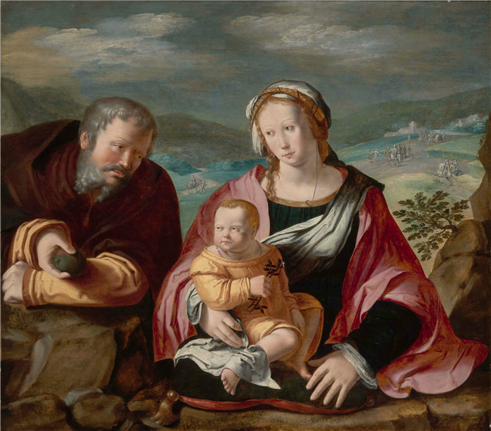 卢卡斯·范·莱登（Lucas van Leyden）作品-休息在飞往埃及