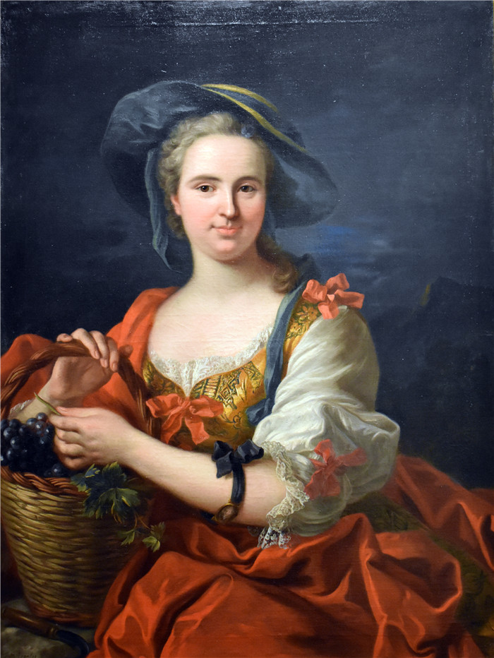 让-巴蒂斯特·范洛（Jean-Baptiste van Loo）画作-女士作为采摘者的肖像
