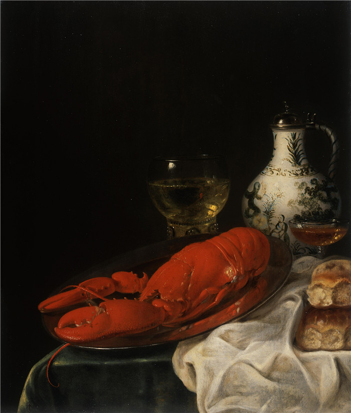 西蒙·卢蒂丘伊斯（Simon Luttichuys）的画作龙虾静物 Stillleben mit Hummer