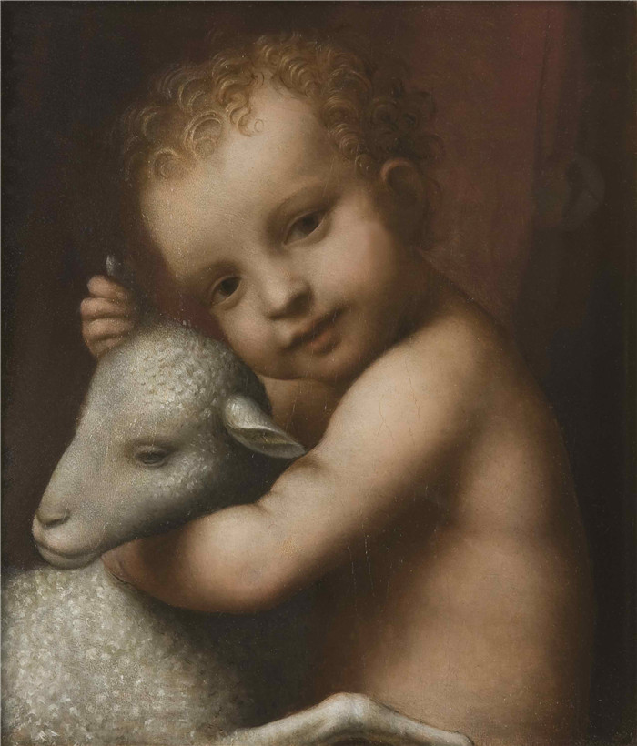 贝纳迪诺·路易尼(Bernardino Luini)画作-小羊与孩子Child with Lamb