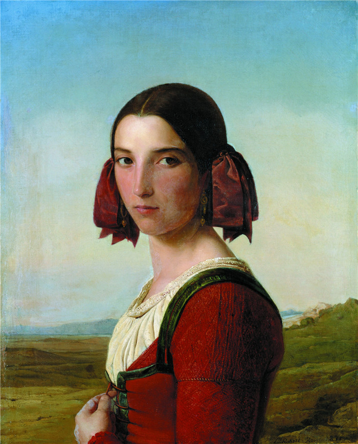 利奥波德·罗伯特（Léopold Robert）的画作-塞兹的女孩, Jeune fille de Sezze, 1831