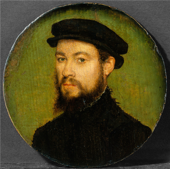 《男人肖像》柯奈·德·里昂(Corneille de Lyon)画作-Portrait of a Man