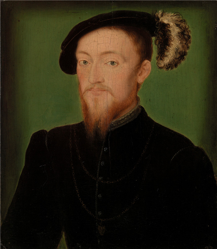 《戴帽子的人》柯奈·德·里昂(Corneille de Lyon)画作-Man with a Feather in Hat