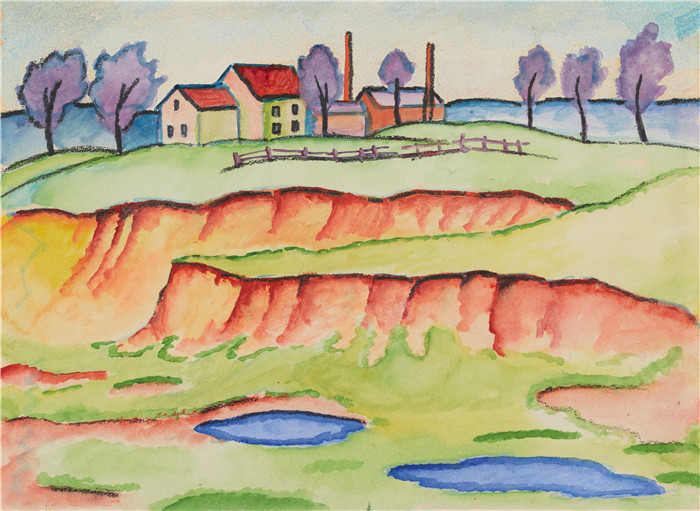 《沙坑》奥古斯特·麦克（August Macke）画作-Sandgrube 1911