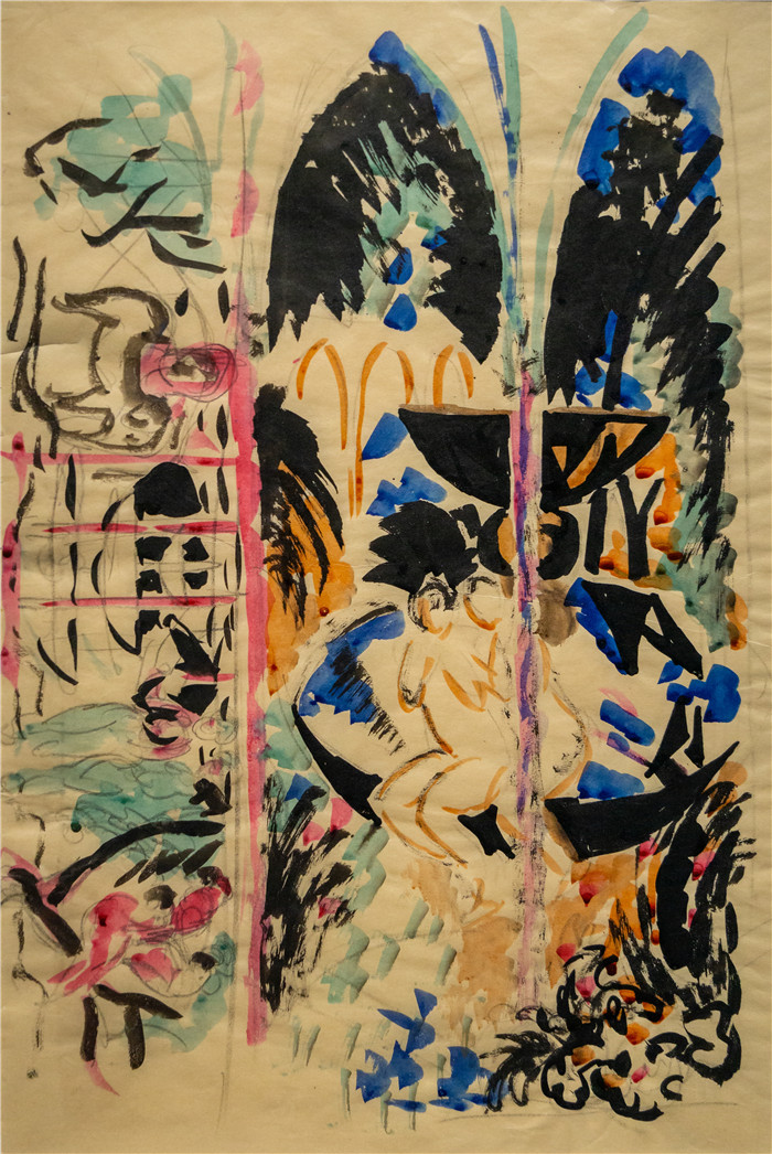 《喷泉上的女孩》奥古斯特·麦克（August Macke）画作-Mädchen am Brunnen