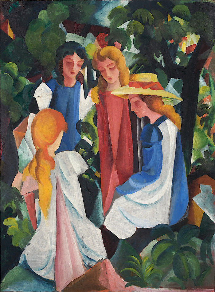 奥古斯特·麦克（August Macke）画作-四个女孩 Four Girls