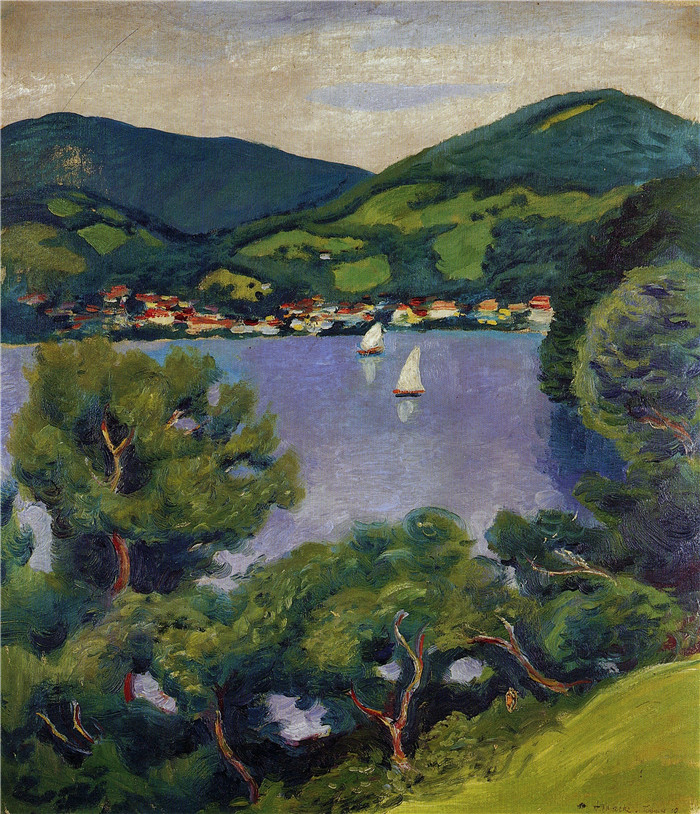 奥古斯特·麦克（August Macke）画作-景色Ansicht vom Tegernsee