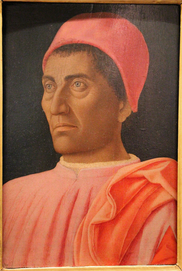 《主教查尔斯·德·梅迪奇的肖像》安德里亚·曼特尼亚（Andrea Mantegna）画作-ritratto del prelato carlo de' medici, 1460 ca. 02