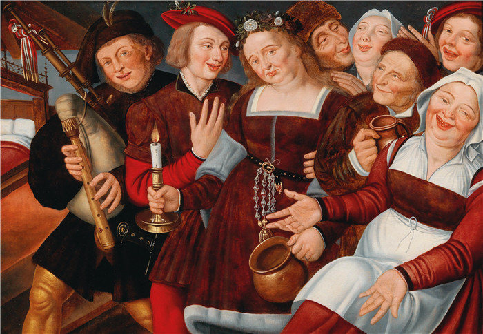 《新娘被带到新娘床上》扬·马西斯（Jan Massijs）的画作-and Workshop   The bride being led to the bridal bed