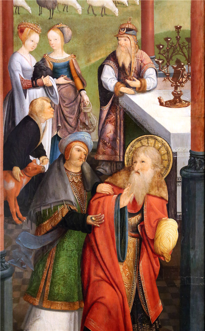 阿尔克马尔大师（Master of Alkmaar）的画作-玩家和安娜的生活场景，03 被赶出寺庙