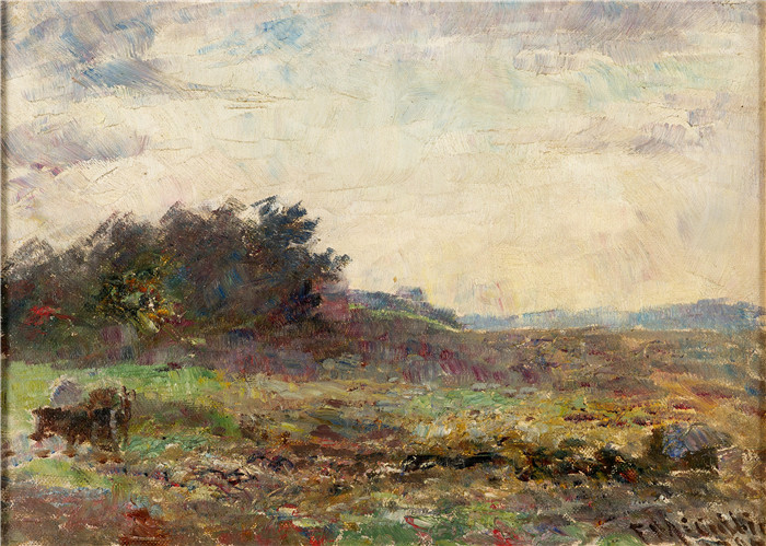 弗雷德里克·麦卡宾（Frederick McCubbin）的画作-骑马之夜维多利亚马其顿山