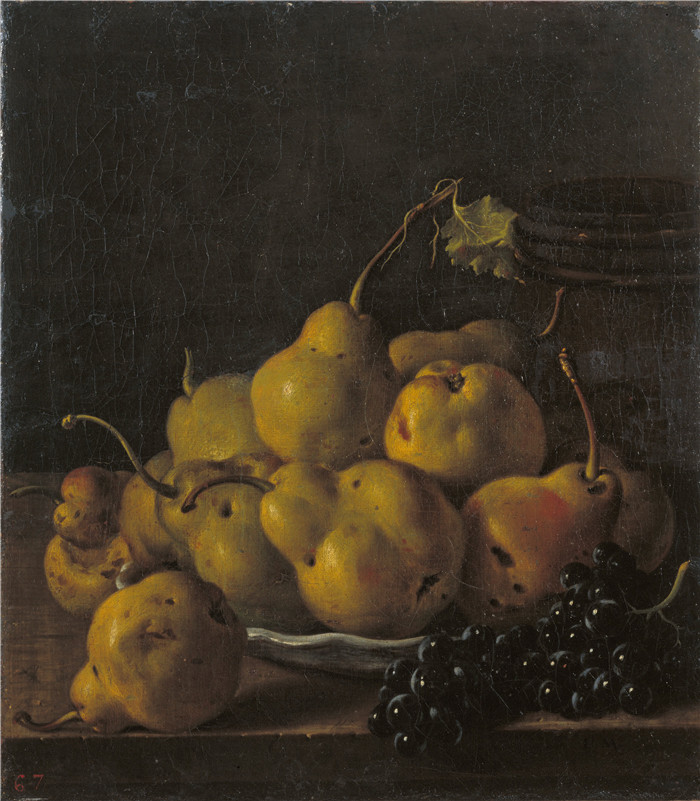 《梨和葡萄》路易斯·埃吉迪奥·梅伦德斯（Luis Egidio Meléndez）的画作-Still Life with Pears and Grapes