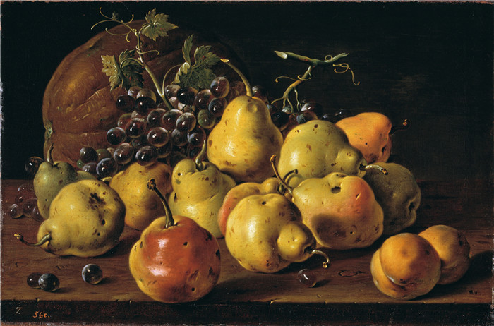 《蜜桃葡萄和南瓜》路易斯·埃吉迪奥·梅伦德斯（Luis Egidio Meléndez）的画作
