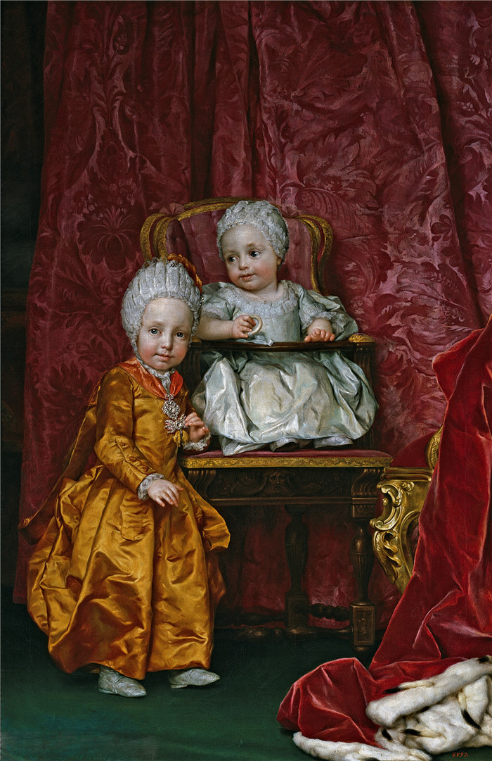 《费迪南德大公和玛丽亚·安娜大公夫人》安东·拉斐尔·蒙斯(Anton Raphael Mengs)油画-Archduke Ferdinand and Archduchess Maria Anna