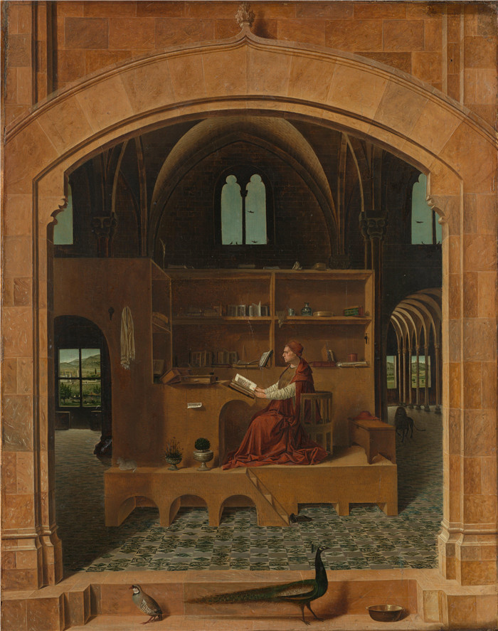 《圣杰罗姆在他的工作室》安东内洛·达·墨西拿 (Antonello da Messina)作品-St Jerome in his study