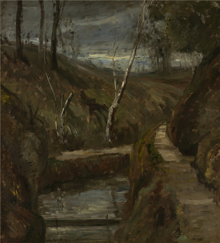 《阿纳姆附近的小屋》西纳·梅斯达格-范·豪滕(Sina Mesdag-van Houten) 的画作-Beekhuizen bij Arnhem