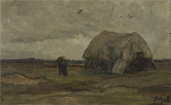 《小屋》西纳·梅斯达格-范·豪滕(Sina Mesdag-van Houten) 的画作-Hut in Hattem