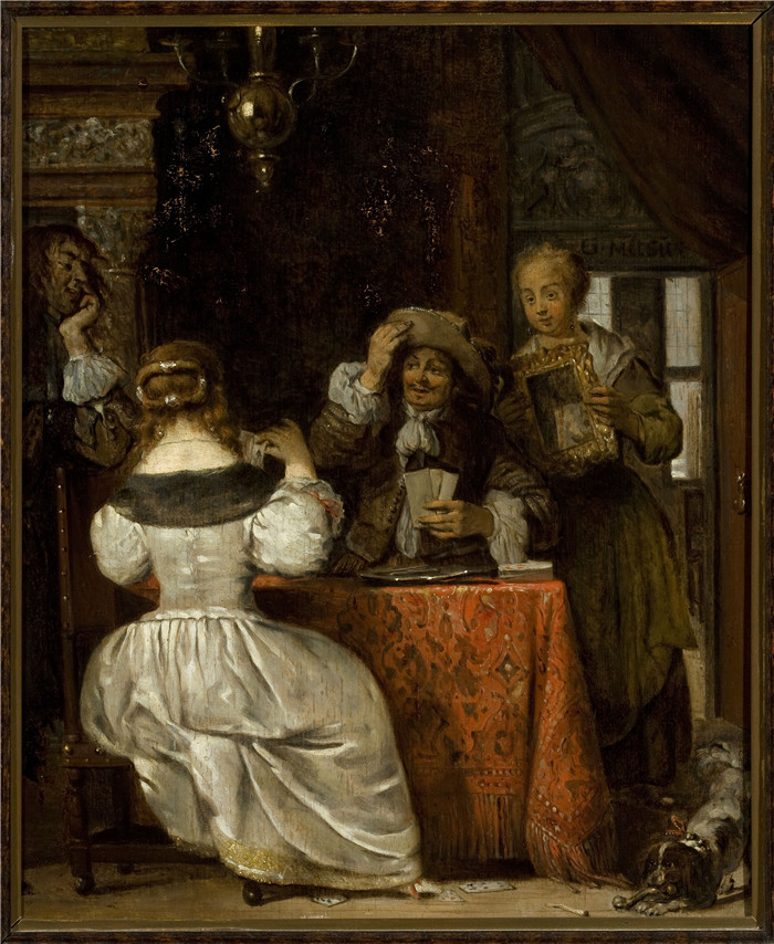 《扑克牌》加布里埃尔·梅苏（Gabriël Metsu）画作- Playing cards